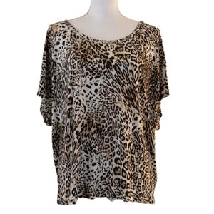 Torn by Ronny Kobo Short Sleeve T-Shirt Animal Print boat neck MEDIUM